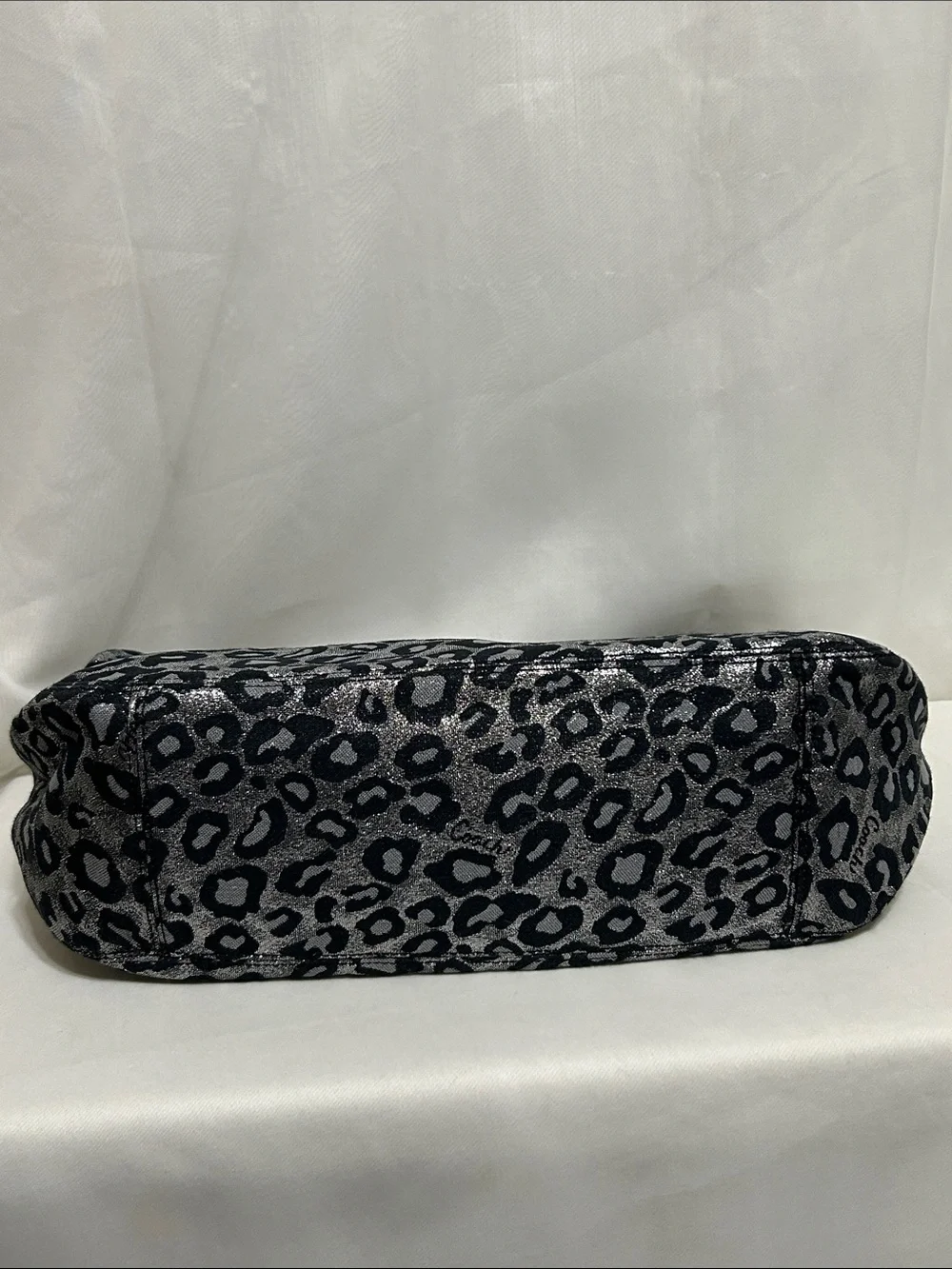 Coach Metallic Ocelot Leopard Hobo In Black/Silver